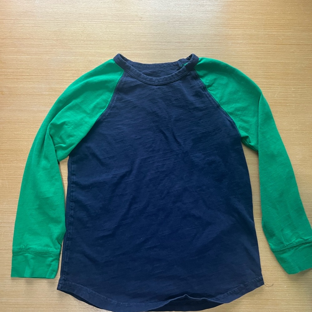 Primary Kids Long Sleeve Raglan Shirt - Green and Navy